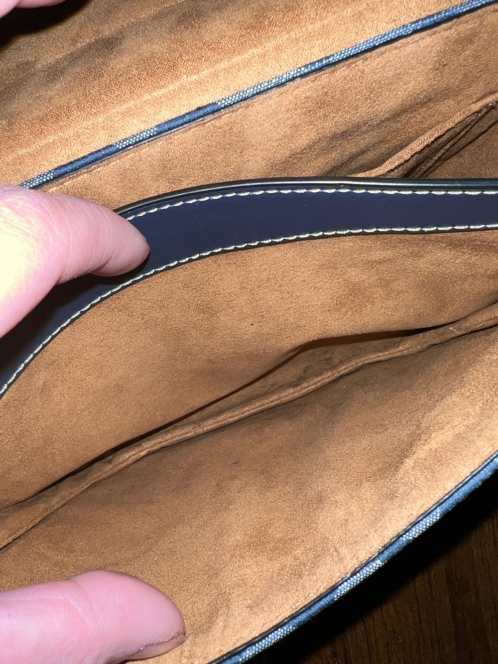 Coach Kleo 23 Navy Blue Canvas Brown Signature Chambray Shoulder Crossbody Bag - Picture 12 of 14